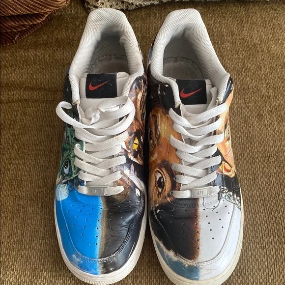 Nike Air Force One Michael Jackson Thriller Bad. Custom Hand Painted. Men’s 10.5 - Picture 3 of 13